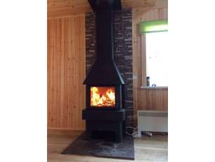 Недорогой камин Бавария 3 стекла чёрная фото в интерьере в Гродно