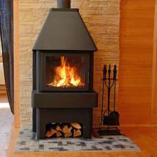 Стальной большой камин Бавария 3 стекла чёрная фото в Гродно