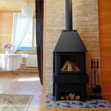 Стальной стильный камин Бавария 3 стекла чёрная фото в Гродно