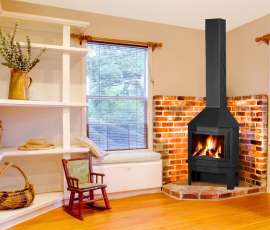 Стальной камин Бавария Мюнхен пристенно-угловой черный фото в интерьере в Гродно