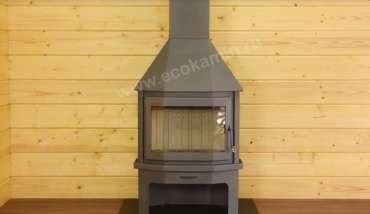 Печь-камин со стеклом Бавария Мюнхен пристенно-угловой графит фото в Гродно