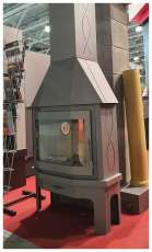 Стальной камин Бавария Мюнхен со стеклом угловой чёрный (без перемычки) фото в Гродно