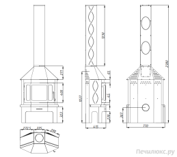Стальной камин Бавария Мюнхен со стеклом угловой чёрный (без перемычки) фото габариты в Гродно