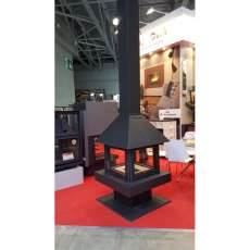 Стальной камин с четырьмя стеклами Эклипс островной 4D графит фото в Гродно