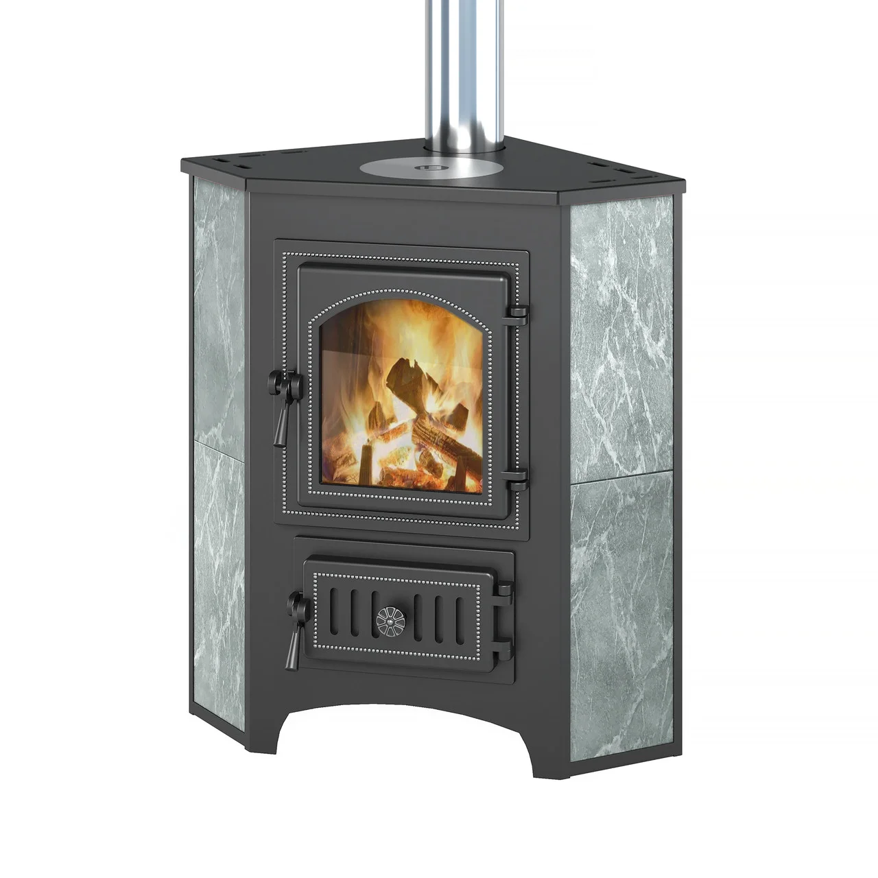 Печь-камин Везувий ПК-01 (270) угловой талькохлорит 9 кВт Амазонка бай фото в Гродно