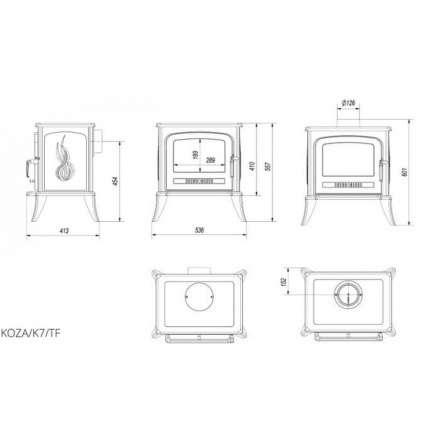Купить Печь-камин чугунный Kratki Koza K7 с турбиной в Гродно Амазонка бай фото в Гродно