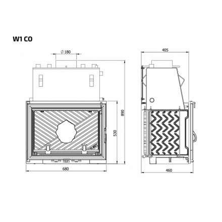 Каминная топка Kawmet W1CO 18,7 кВт с водяным контуром в Гродно