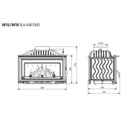Каминная топка Kawmet W15 STANDARD 9,4 кВт EKO в Гродно
