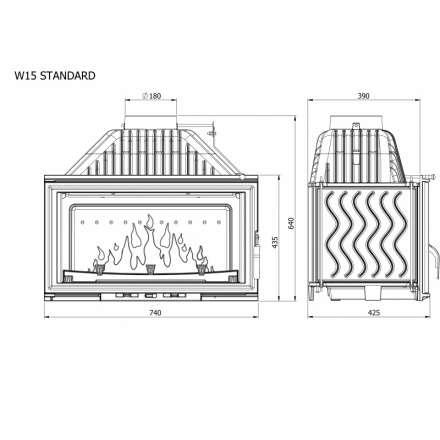 Каминная топка Kawmet W15 STANDARD 18 кВт в Гродно