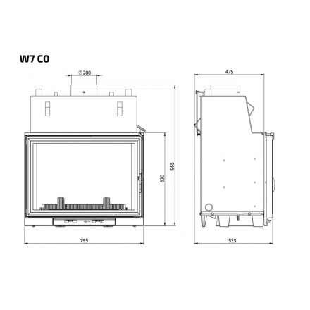 Каминная топка Kawmet W7CO 25,3 кВт с водяным контуром в Гродно