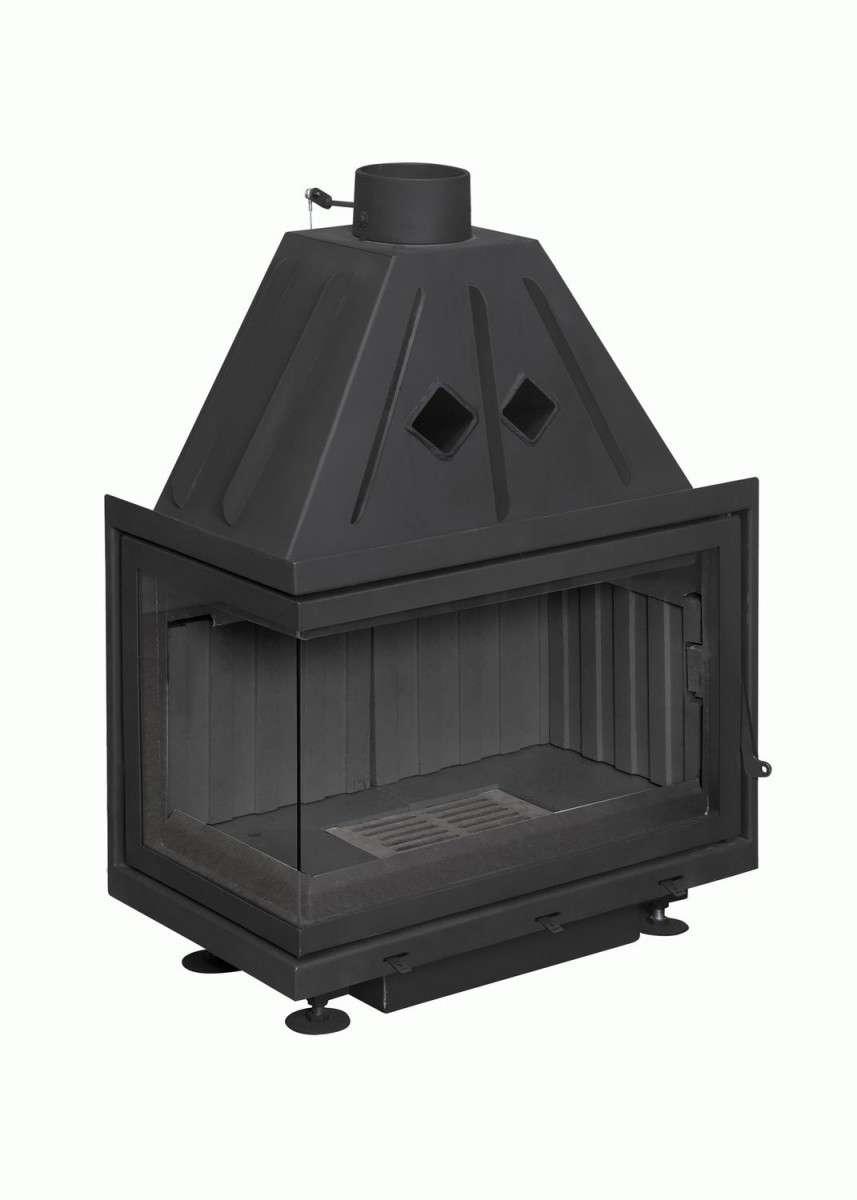 Каминная топка Экокамин Альфа 700 L два стекла левая чёрный шамот купить в {city}