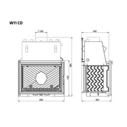 Каминная топка Kawmet W11CO 18 кВт с водяным контуром в Гродно
