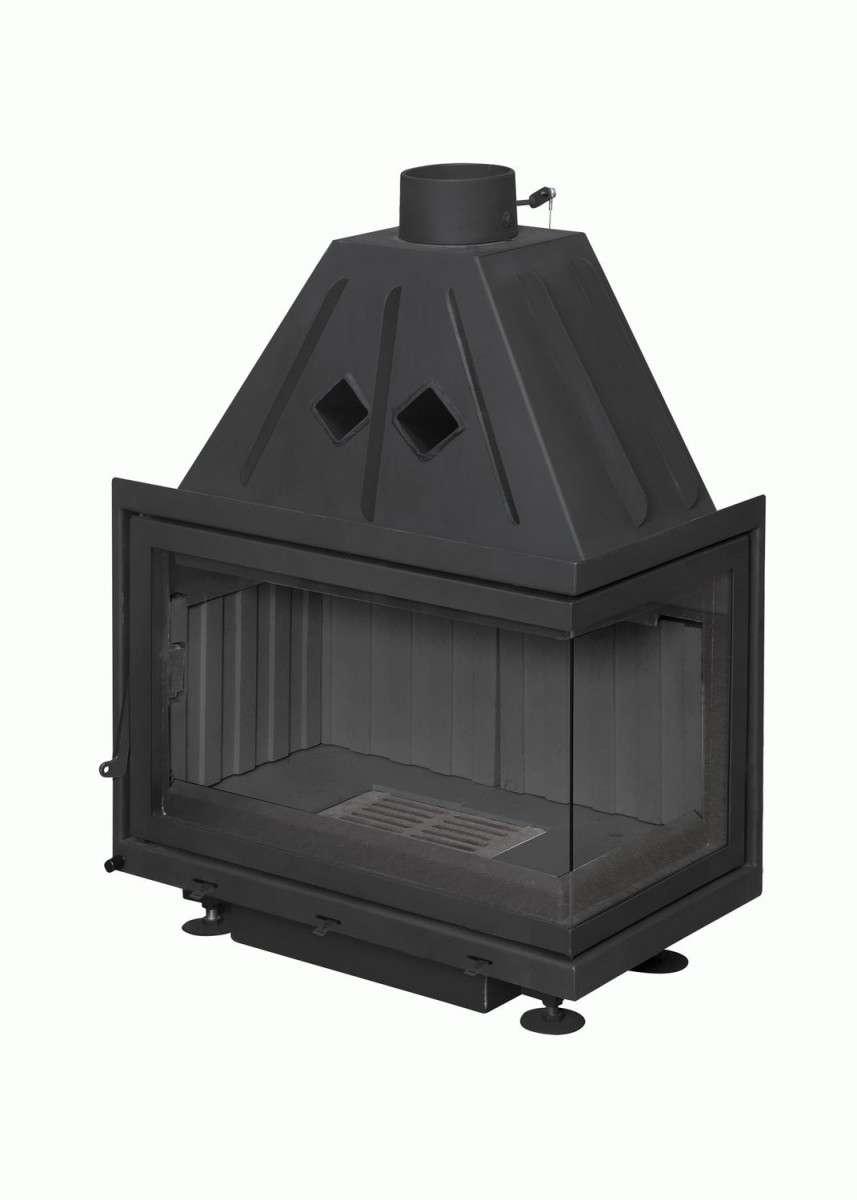 Каминная топка Экокамин Альфа 700 RB два стекла правая чёрный шамот купить в {city}