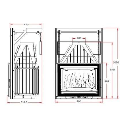 Каминная топка Invicta 700 Grand Angle с подъёмом в Гродно