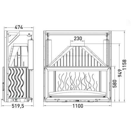 Каминная топка Invicta 1100 Grand Vision с подъёмом в Гродно