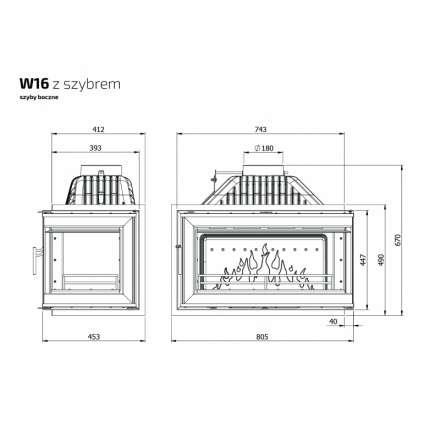 Каминная топка Kawmet W16PB 14,7 кВт в Гродно