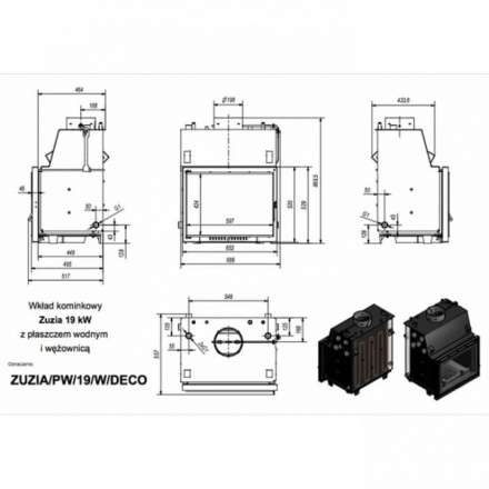 Каминная топка Kratki Zuzia/PW/19/W/DECO в Гродно