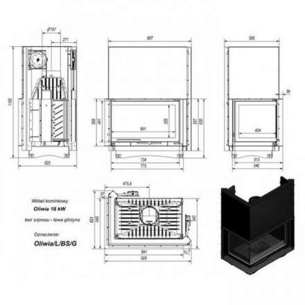 Каминная топка Kratki Oliwia/L/BS/G в Гродно