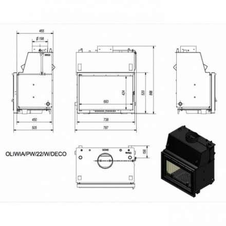 Каминная топка Kratki OLIWIA/PW/22/W/DECO в Гродно