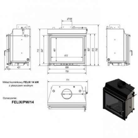 Каминная топка Kratki Felix/PW/14/W в Гродно