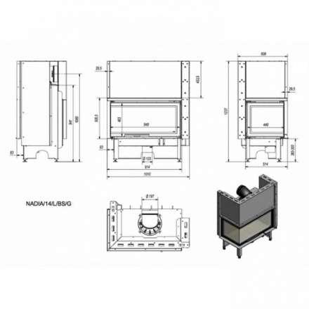 Каминная топка Kratki NADIA/14/L/BS/G в Гродно