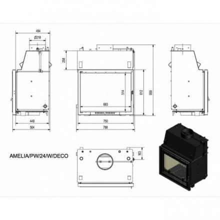 Каминная топка Kratki Amelia/PW/24/W/DECO (змеевик) в Гродно