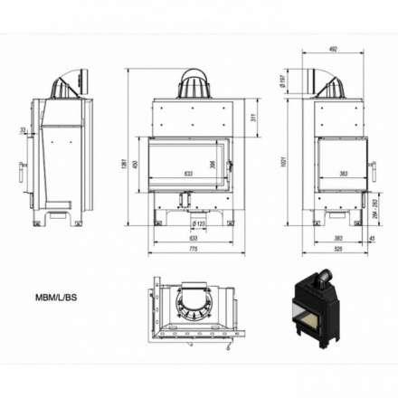 Каминная топка Kratki MBM/L/BS в Гродно