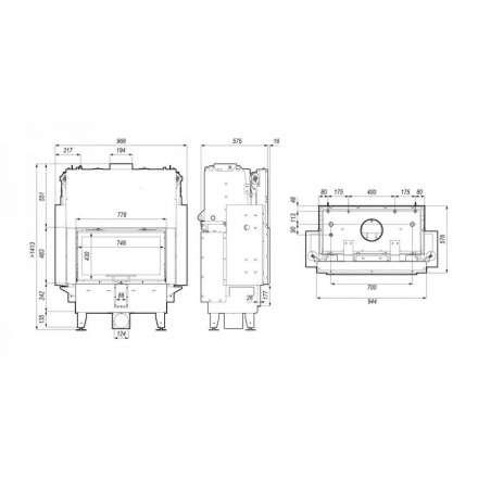 Каминная топка Defro Home RIVA ME G SHORT с водяным контуром и подъемом стекла вверх в Гродно