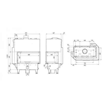 Каминная топка DEFRO HOME RIVA ME BL G SHORT угловая с водяным контуром и подъемом стекла вверх в Гродно