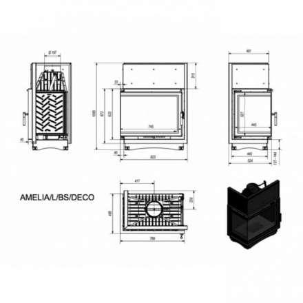 Каминная топка Kratki Amelia/L/BS/Deco в Гродно