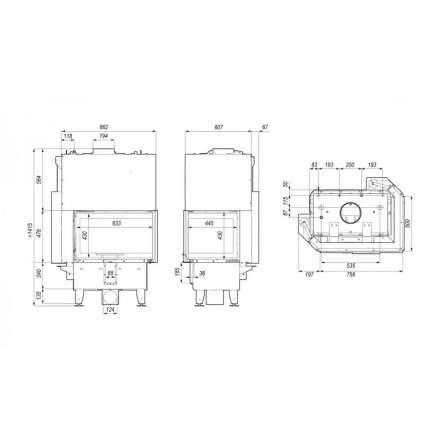 Каминная топка DEFRO HOME RIVA SM BL G SHORT угловая с водяным контуром и подъемом стекла вверх в Гродно