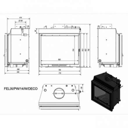 Каминная топка Kratki Felix/PW/14/W/DECO в Гродно