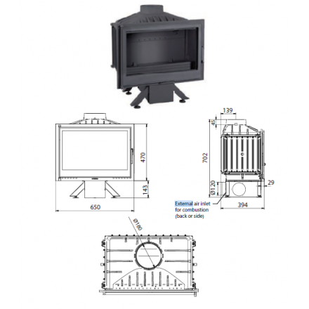 Каминная топка Ferguss FG17 с подводом воздуха извне в Гродно