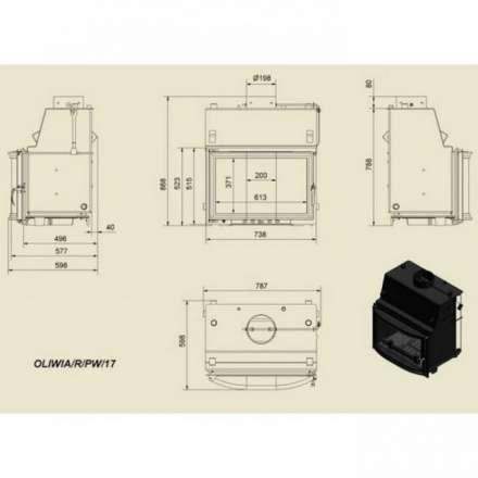 Каминная топка Kratki Oliwia/R/PW/17 в Гродно