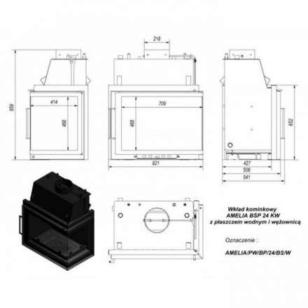 Каминная топка Kratki Amelia/PW/BP/24/BS/W в Гродно