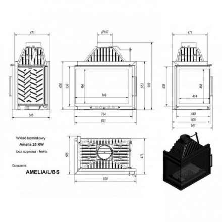 Каминная топка Kratki Amelia/L/BS в Гродно