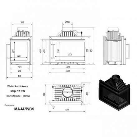 Каминная топка Kratki Maja/PW/12/G в Гродно