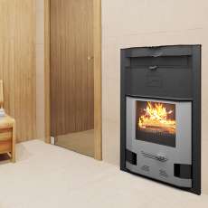 Отопительная печь со стеклом Теплодар Сиеста 30 фото в интерьере в Гродно