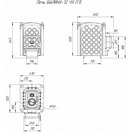 Печь для бани Теплодар Былина-12 ЧУ (1.1) в Гродно